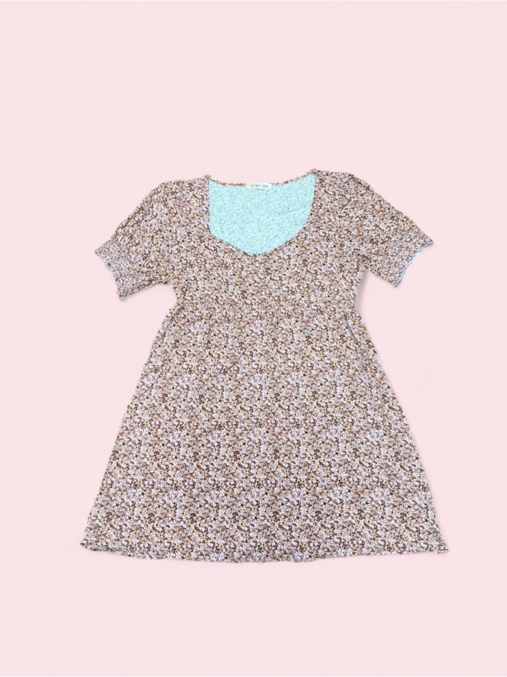 Rewind Floral Mini Dress XL Pink White Cottagecore Sweetheart Neck Empire Waist